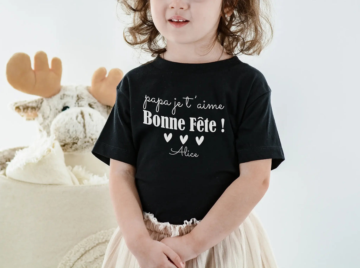 Lebonshirt - T-shirt Enfant Premium Coton Bio - Papa Je T'aime, Bonne FĂȘte - L040623S02 Enfant