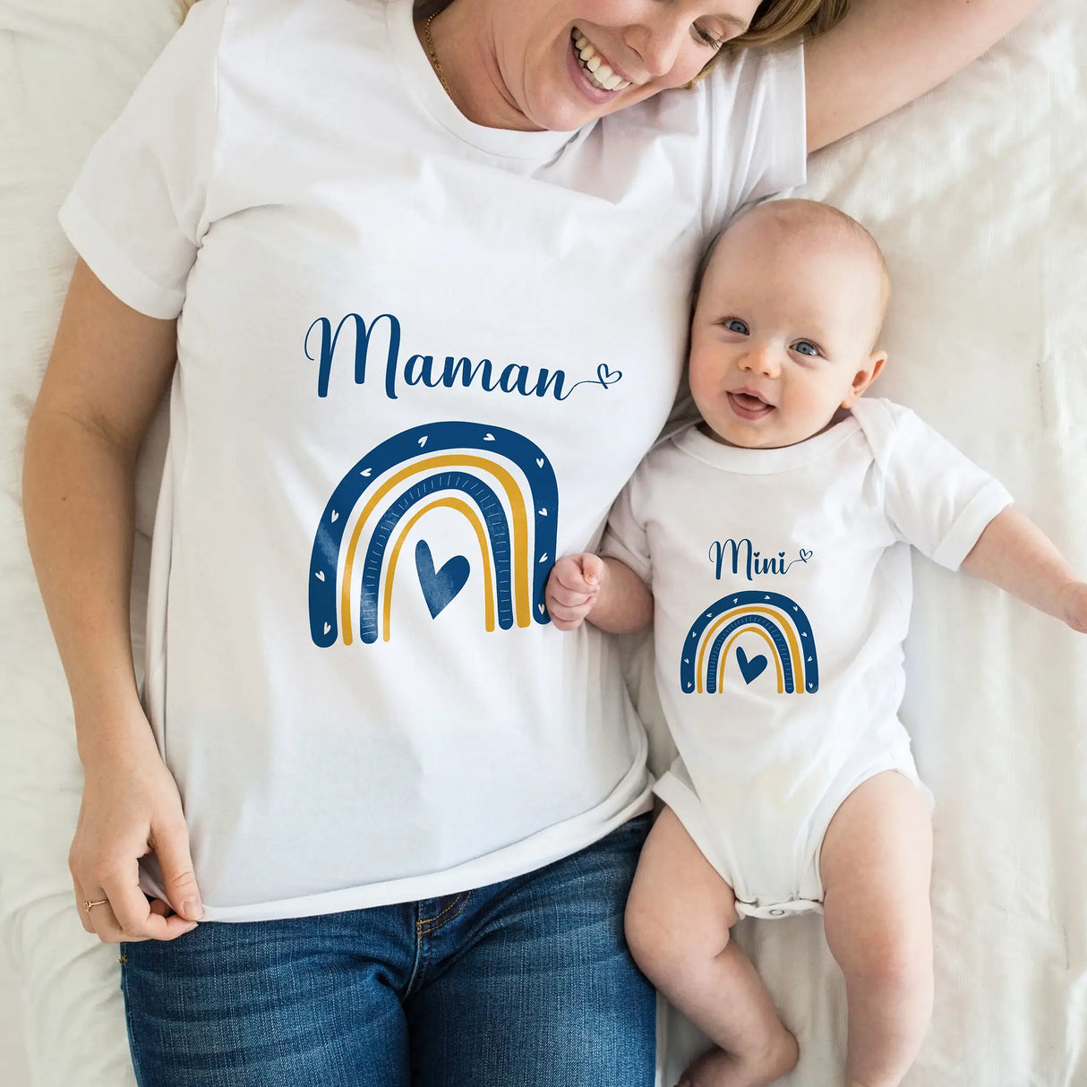 Lebonshirt - T-shirt Premium Femme 100% Coton Bio - Maman Et Mini, Cadeau Idéal Pour MÚres Et Bébés - L120523S01 Maman Et bébé