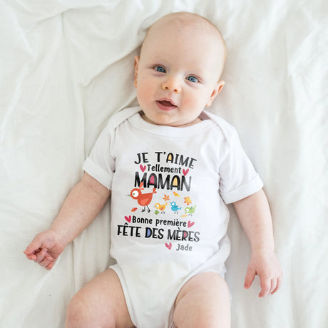 Lebonshirt® Body Bébé Personnalisé 100% Coton Bio - Je T'aime Tellement Maman, Bonne Première Fête Des Mères - L140522S04 Bébé