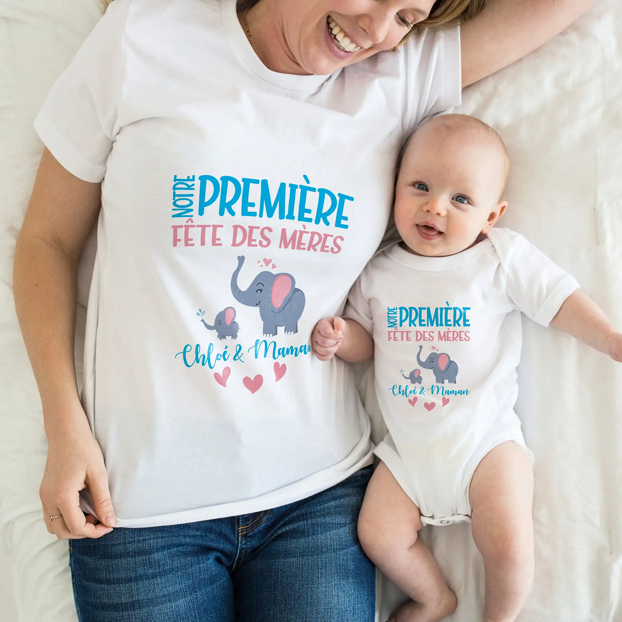 Lebonshirt Body Bébé Personnalisé 100% Coton Bio - Notre Première Fête Des Mères, Cadeau Personnalisé Nouveau Né - L060523S01 Maman Et Bébé