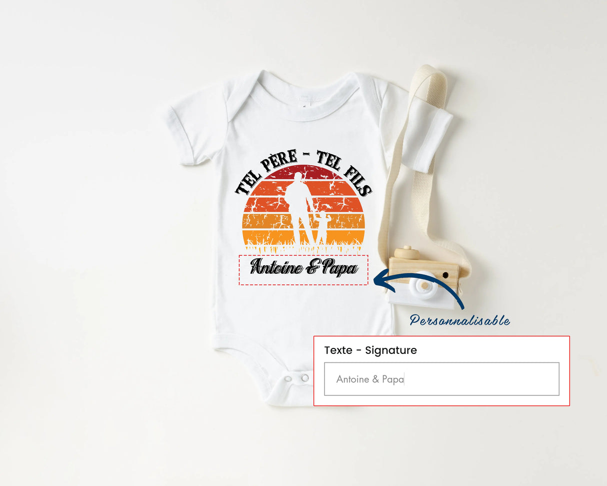 Lebonshirt® Body Bébé Personnalisé 100% Coton Bio - Tel Père Tel Fils - L270522S30 Cadeau Personnaliser Avec Texte Pour Bébé