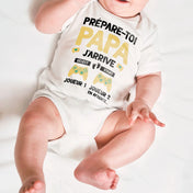 Lebonshirt® Body Bébé Personnalisé 100% Coton Bio - Prépare-Toi Papa, J'arrive, Futur Papa Gamer Cadeau Annonce Grossesse Père - L270522S46 Bébé