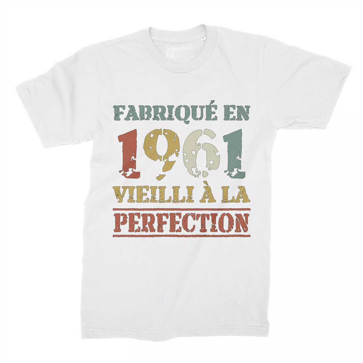 Lebonshirt T-shirt Premium Homme, Cadeau Aniversaire 1961 Fabriqué En 1961 Vieilli A La Perfection Blanc