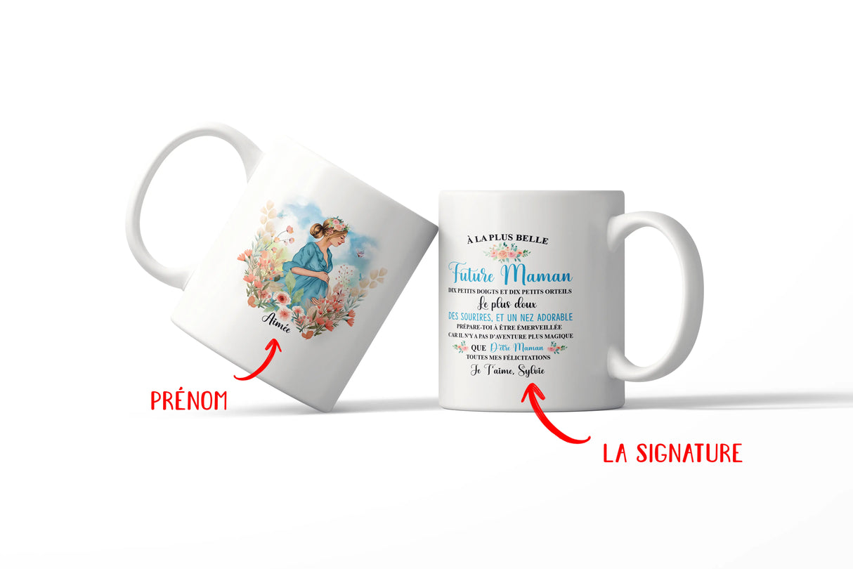 Lebonshirt® Mug Céramique Impression Panoramique Personnalisé - Future Maman, La Plus Belle, Le Plus Doux - L060522S28