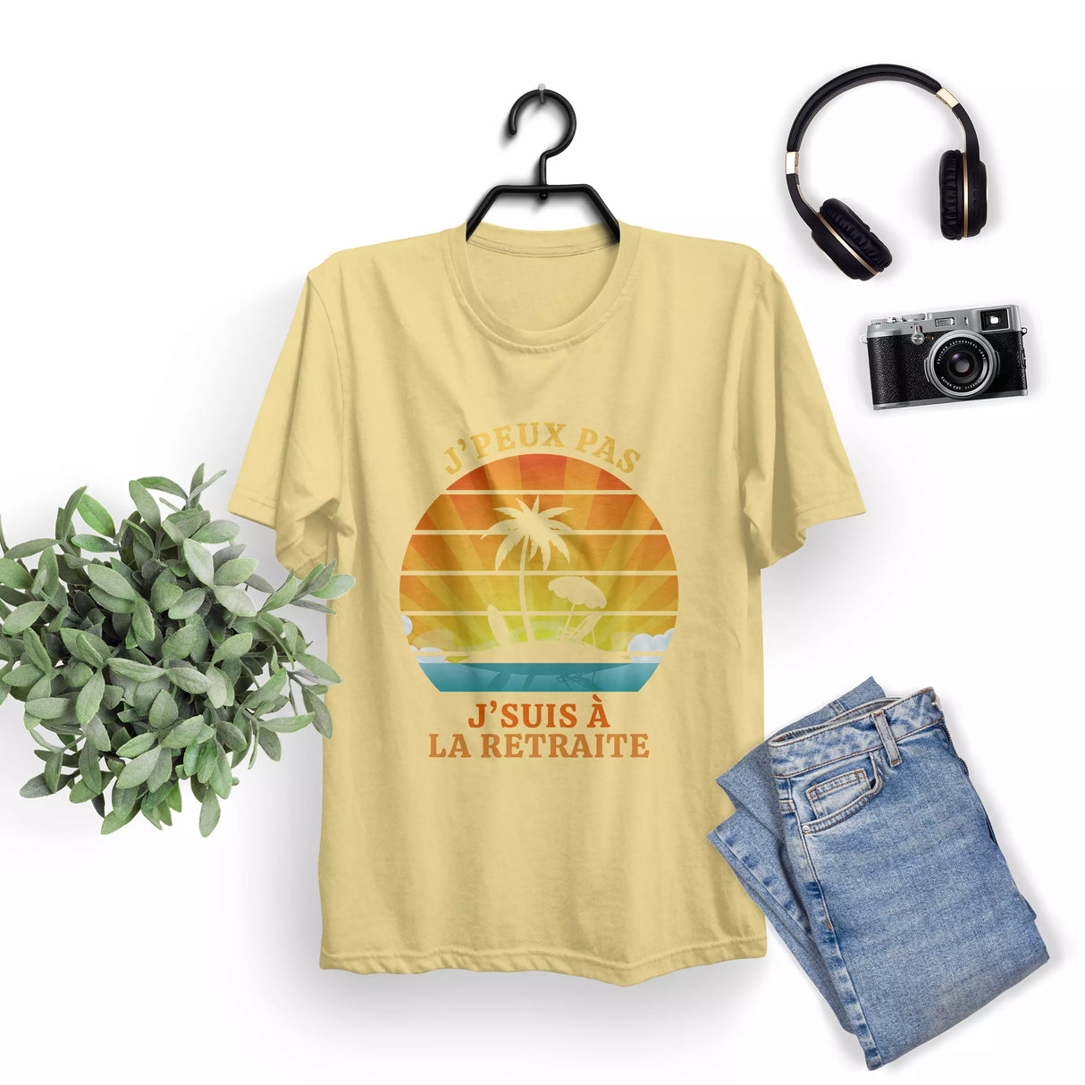 Lebonshirt® T-shirt Urban Oversize Homme Coton Bio - J'peux Pas J'suis À La Retraite - Cadeau Retraite Humour, Retraité 2023 - L270423S24 - Jaune