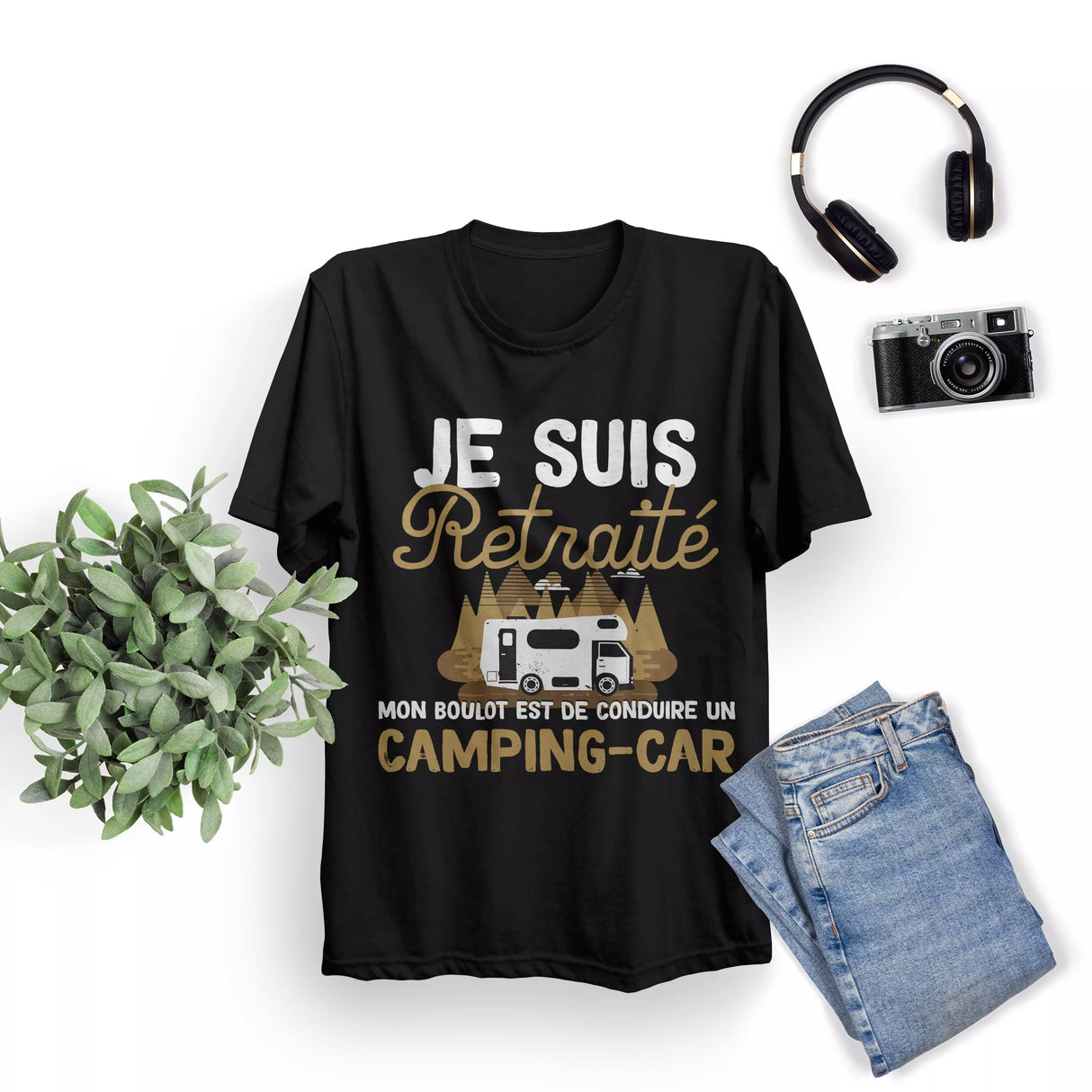 Lebonshirt® T-shirt Urban Oversize Homme Coton Bio - Je Suis Retraité - Mon Boulot Est De Conduire Un Camping Car - L270423S25 - Noir