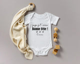 Lebonshirt - Body Bébé Premium 100% Coton Bio - Papa Je T'aime, Bonne Fête, Cadeau Personnalisé Bébé Pour La Fête Des Pères - L040623S02 Blanc