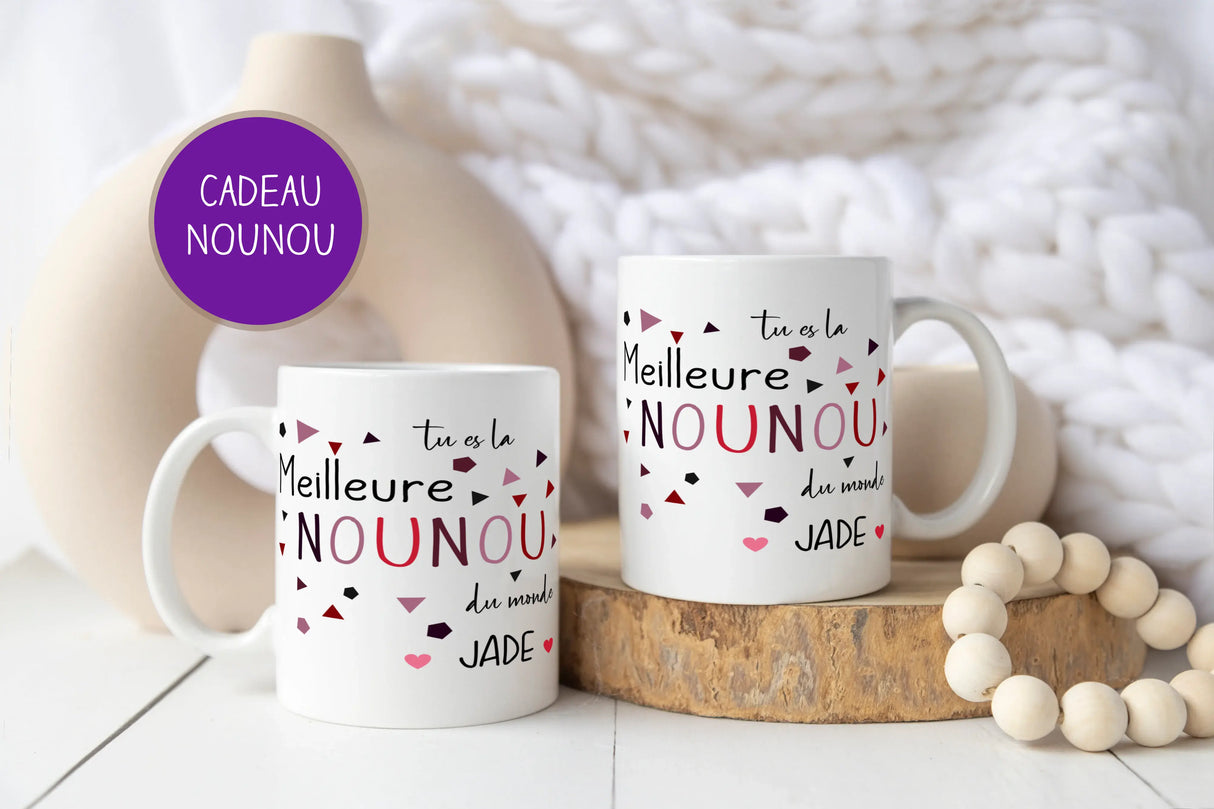 Lebonshirt - Mug Céramique Paranomique Personnalisé - Cadeau Nounou, Le Meilleur Nounou Du Monde - L060622S15