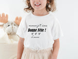 Lebonshirt - T-shirt Enfant Premium Coton Bio - Maman Je T'aime, Bonne Fête - L040623S02