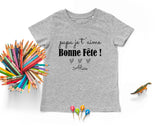 Lebonshirt - T-shirt Enfant Premium Coton Bio - Papa Je T'aime, Bonne Fête - L040623S02 Gris