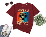 T-shirt Homme Niveau 30 Débloqué - Cadeau Parfait Anniversaire 30 Ans - L240522S01_30 Bordeaux