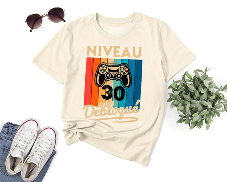 T-shirt Homme Niveau 30 Débloqué - Cadeau Parfait Anniversaire 30 Ans - L240522S01_30 Naturel