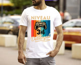 T-shirt Homme Niveau 34 Débloqué - Cadeau Parfait Anniversaire 34 Ans - L240522S01_34