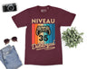 T-shirt Homme Niveau 35 Débloqué - Cadeau Parfait Anniversaire 35 Ans - L240522S01_35 Bordeaux