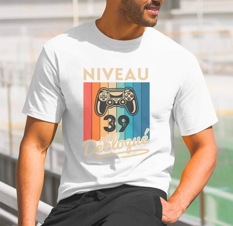 T-shirt Homme Niveau 39 Débloqué - Cadeau Parfait Anniversaire 39 Ans - L240522S01_39