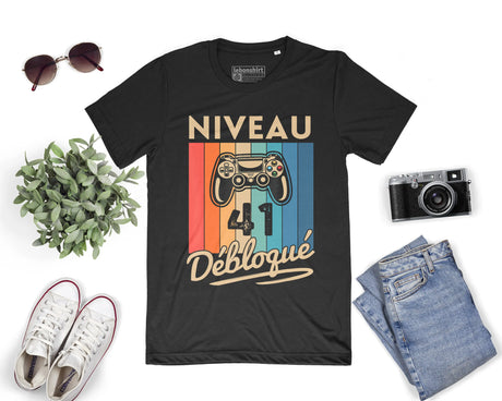 T-shirt Homme Niveau 41 Débloqué - Cadeau Parfait Anniversaire 41 Ans - L240522S01_41 Noir