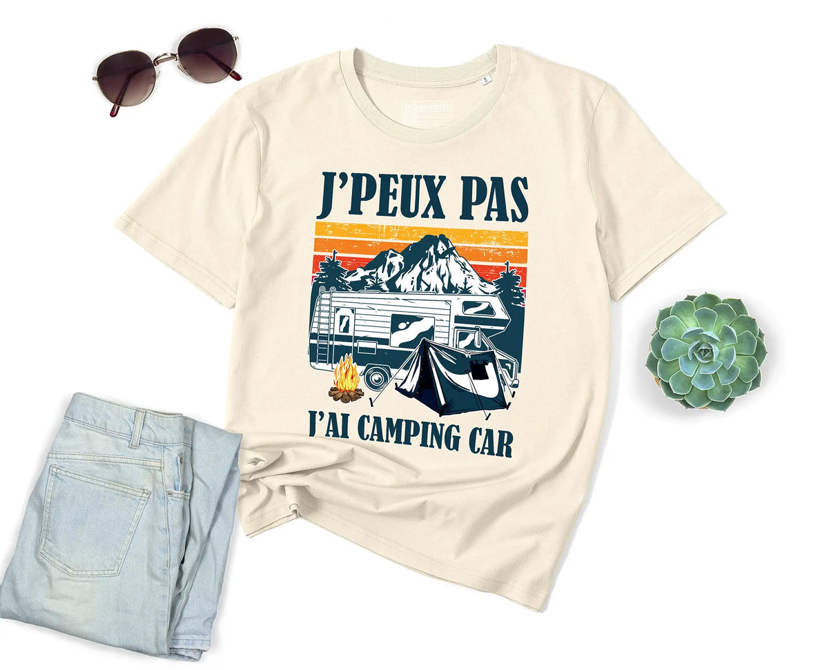 Lebonshirt - T-shirt Premium Homme Coton BIO - J'peux Pas J'ai Camping Car - L270723S02