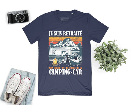 Lebonshirt - T-shirt Premium Homme Coton BIO - Je Suis Retraité - Mon Boulot Est De Conduire Un Camping Car - L270723S01 Marine