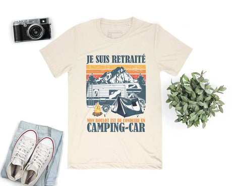 Lebonshirt - T-shirt Premium Homme Coton BIO - Je Suis Retraité - Mon Boulot Est De Conduire Un Camping Car - L270723S01 Naturel