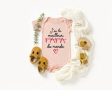 Lebonshirt Body Bébé Coton BIO - J'ai Le Meilleur Papa Du Monde - L020622S09 Rose