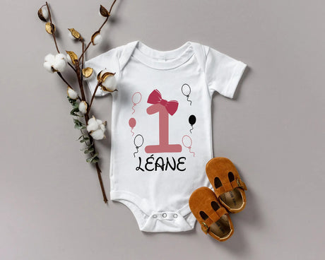 Lebonshirt Body Bébé Personnalisé 100% Coton BIO - Mon Premier Anniversaire, Cadeau Pour Fille - L020623S13