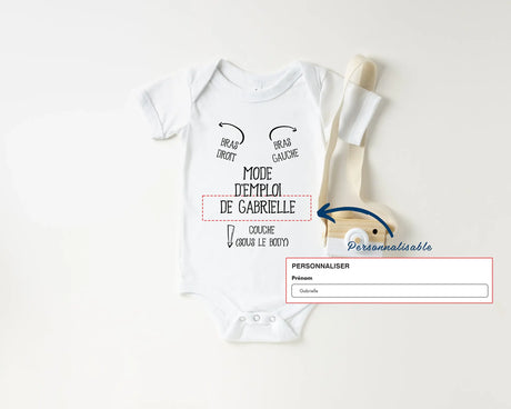 Lebonshirt Body Bébé Premium Personnalisé - Mode d'Emploi, Cadeau Humour Pour Nouveaux Parents - L020622S28