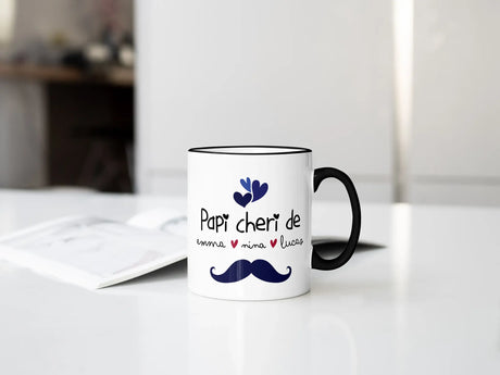 Lebonshirt Mug Céramique Personnalisé - Papi Cheri - L100623S01 Noir