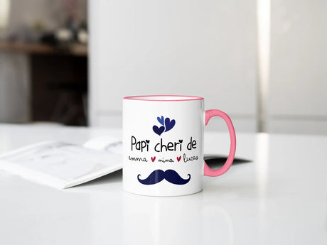 Lebonshirt Mug Céramique Personnalisé - Papi Cheri - L100623S01 Rose