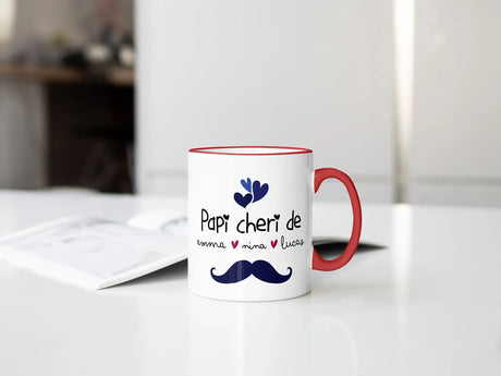 Lebonshirt Mug Céramique Personnalisé - Papi Cheri - L100623S01 Rouge