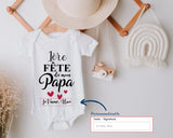 Lebonshirt® Body Bébé Personnalisé 100% Coton Bio - Première Fête De Mon Papa, Cadeau Personnalisé Bébé - L270522S37 Personnaliser Texte Signature