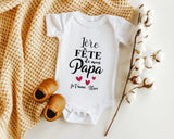 Lebonshirt® Body Bébé Personnalisé 100% Coton Bio - Première Fête De Mon Papa, Cadeau Personnalisé Bébé - L270522S37