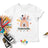 Lebonshirt® T-Shirt Premium Enfant 100% Coton Bio - Arc En Ciel Et Fleurs, Prénom Personnalisé, Cadeau Enfant - L070523S01 Blanc