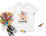 Lebonshirt® T-Shirt Premium Enfant 100% Coton Bio - Arc En Ciel Et Fleurs, Prénom Personnalisé, Cadeau Enfant - L070523S01 Blanc