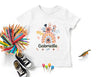 Lebonshirt® T-Shirt Premium Enfant 100% Coton Bio - Arc En Ciel Et Fleurs, Prénom Personnalisé, Cadeau Enfant - L070523S01 Blanc