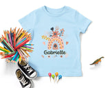 Lebonshirt® T-Shirt Premium Enfant 100% Coton Bio - Arc En Ciel Et Fleurs, Prénom Personnalisé, Cadeau Enfant - L070523S01 Bleu