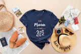 Lebonshirt® T-shirt Femme Coton Bio - Élue Maman De L'année 2023, Idée Cadeau Original Fête Des Mères - L130522S21 Marine