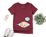 Lebonshirt® T-shirt Premium Femme En Coton Bio - Annonce Grossesse Rigolo, Maternité, T-shirt Future Maman Imprimé - L260522S21 Bordeaux