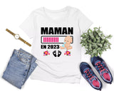 Lebonshirt® T-shirt Premium Femme En Coton Bio - Maman En 2023 - Cadeau Femme Enceinte & Jeune Maman - L220422S18 - Blanc