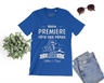 Lebonshirt® T-shirt Premium Homme Coton Bio - Notre Première Fête Des Pères 2023, Cadeau Personnalisé Nouveau Papa - L240522S23 Bleu