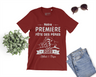 Lebonshirt® T-shirt Premium Homme Coton Bio - Notre Première Fête Des Pères 2023, Cadeau Personnalisé Nouveau Papa - L240522S23 Bordeaux