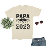 Lebonshirt® T-shirt Premium Homme Coton Bio - Papa En 2023, Cadeau Original Nouveau Parent Fête Dès Pères - L130522S20 Naturel