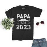 Lebonshirt® T-shirt Premium Homme Coton Bio - Papa En 2023, Cadeau Original Nouveau Parent Fête Dès Pères - L130522S20 Noir