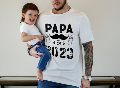 Lebonshirt® T-shirt Premium Homme Coton Bio - Papa En 2023, Cadeau Original Nouveau Parent Fête Dès Pères - L130522S20