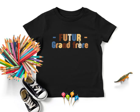 T-shirt Enfant Premium 100% Coton BIO - Futur Grand Frère, Annonce Grossesse - L040823S01 Noir