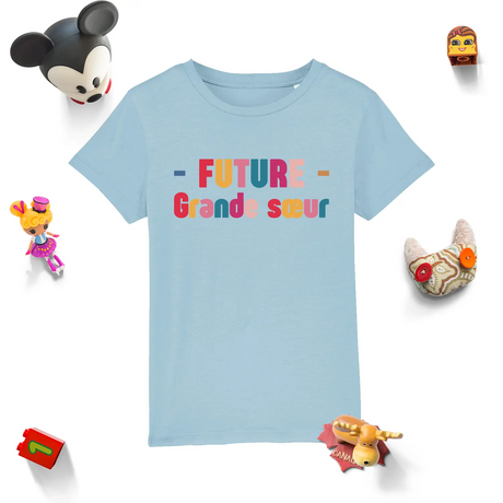 T-shirt Enfant Premium 100% Coton BIO - Future Grande Soeur, Annonce Grossesse - L040823S02 Bleu