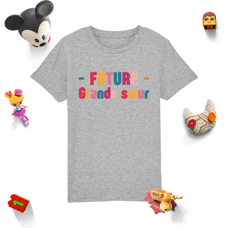 T-shirt Enfant Premium 100% Coton BIO - Future Grande Soeur, Annonce Grossesse - L040823S02 Gris