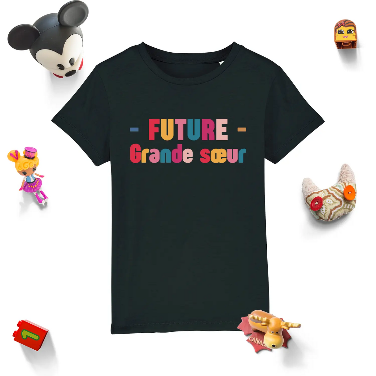 T-shirt Enfant Premium 100% Coton BIO - Future Grande Soeur, Annonce Grossesse - L040823S02 Noir