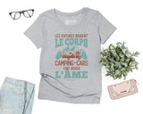 T-shirt Femme Premium - Les Voitures Bougent Le Corps, Camping Cars Font Bouger L'âme - L270723S03 Gris