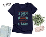 T-shirt Femme Premium - Les Voitures Bougent Le Corps, Camping Cars Font Bouger L'âme - L270723S03 Marine