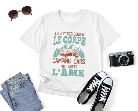 T-shirt Homme Premium - Les Voitures Bougent Le Corps, Camping Cars Font Bouger L'âme - L270723S03 Blanc